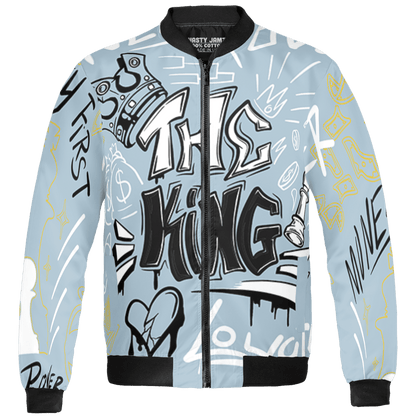 Blue Grey 13s Jacket Match The King 3D All-Over Print Graffiti - NastyJamz