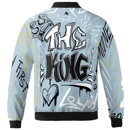 Blue Grey 13s Jacket Match The King 3D All-Over Print Graffiti - NastyJamz