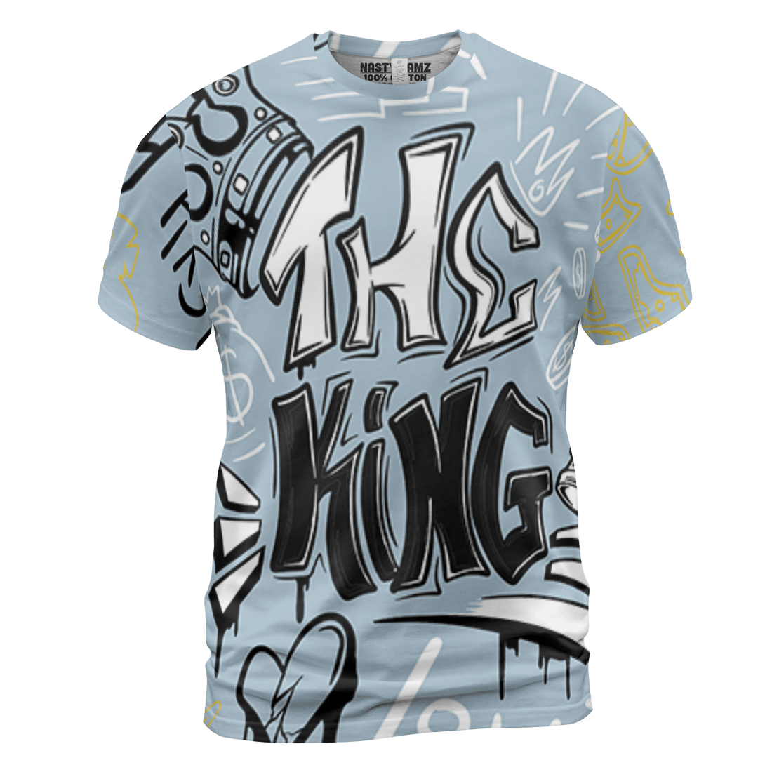 Blue Grey 13s T Shirt Match The King 3D All-Over Print Graffiti - NastyJamz
