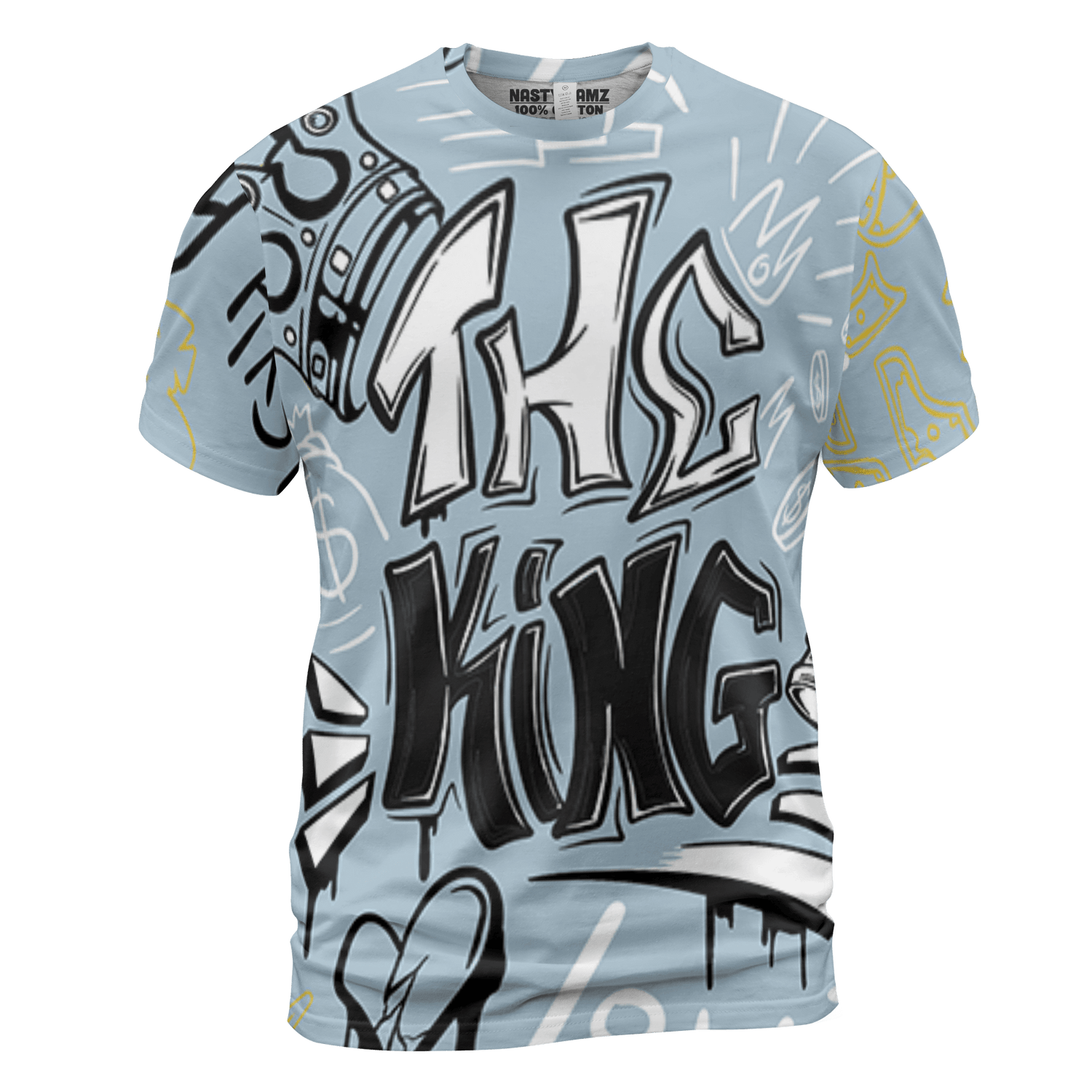 Blue Grey 13s T Shirt Match The King 3D All-Over Print Graffiti - NastyJamz