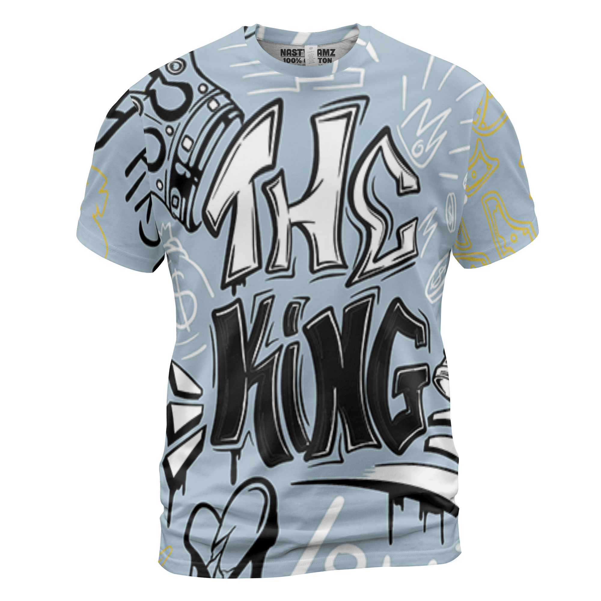 Blue Grey 13s T Shirt Match The King 3D All-Over Print Graffiti - NastyJamz