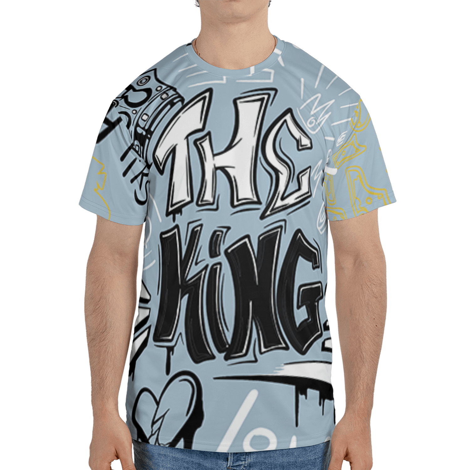 Blue Grey 13s T Shirt Match The King 3D All-Over Print Graffiti - NastyJamz