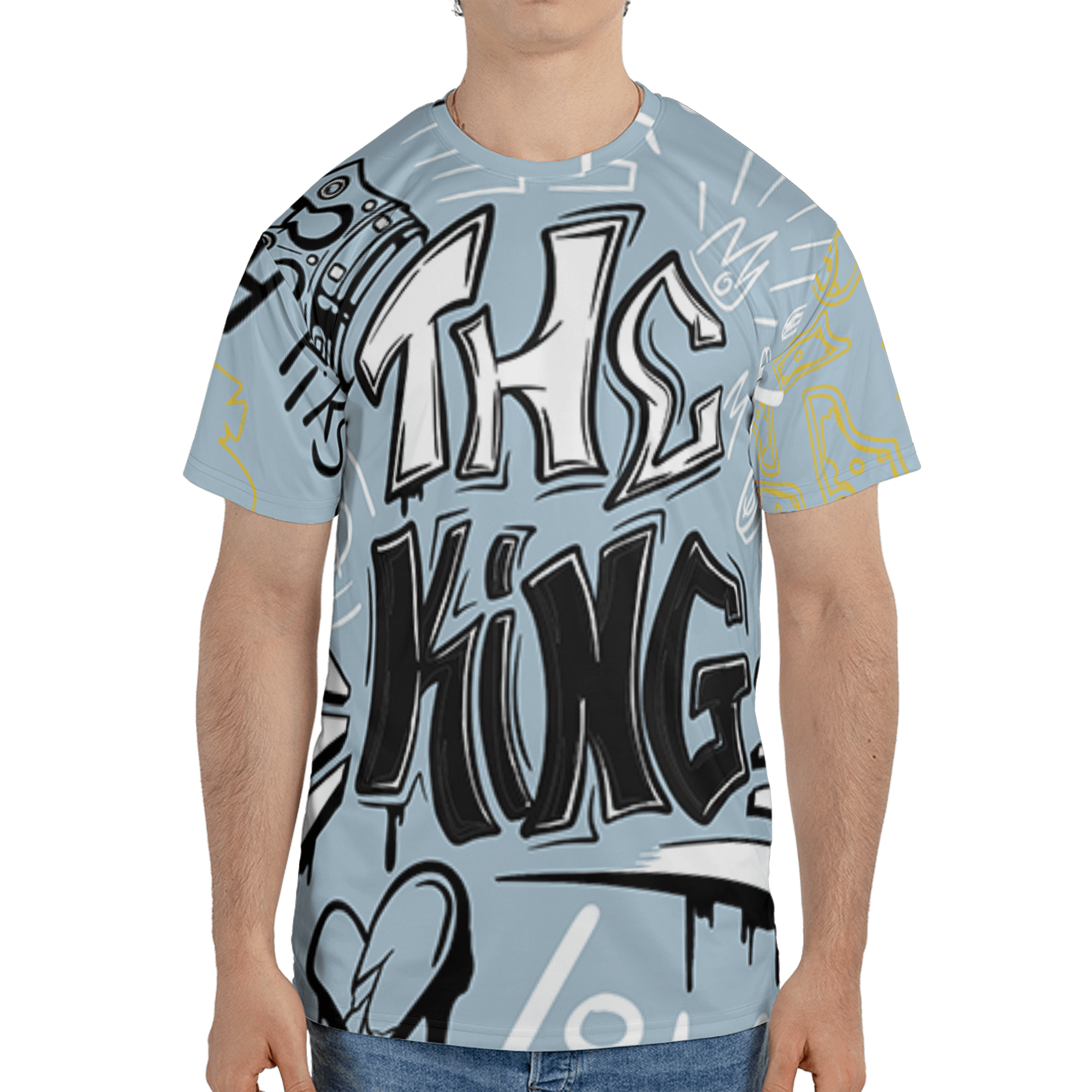 Blue Grey 13s T Shirt Match The King 3D All-Over Print Graffiti - NastyJamz
