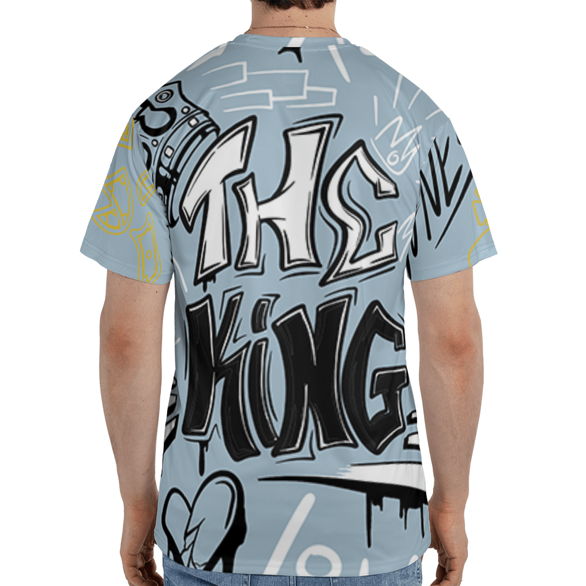 Blue Grey 13s T Shirt Match The King 3D All-Over Print Graffiti - NastyJamz
