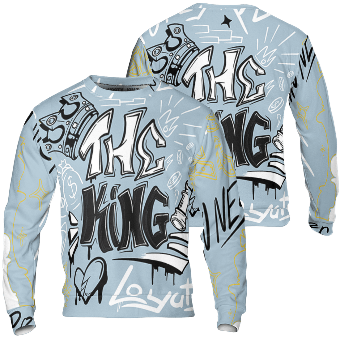 Blue Grey 13s Sweatshirt Match The King 3D All-Over Print Graffiti - NastyJamz
