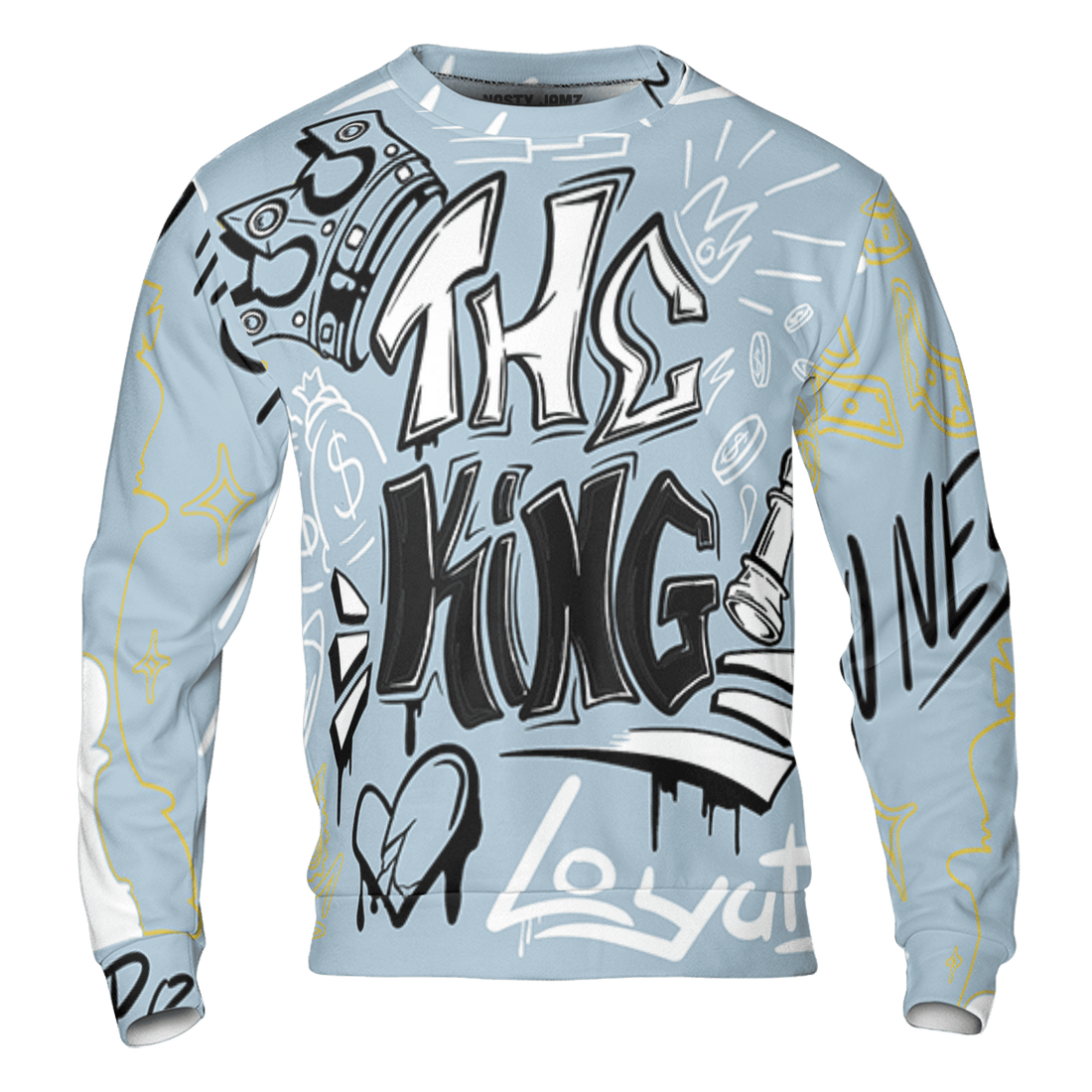 Blue Grey 13s Sweatshirt Match The King 3D All-Over Print Graffiti - NastyJamz