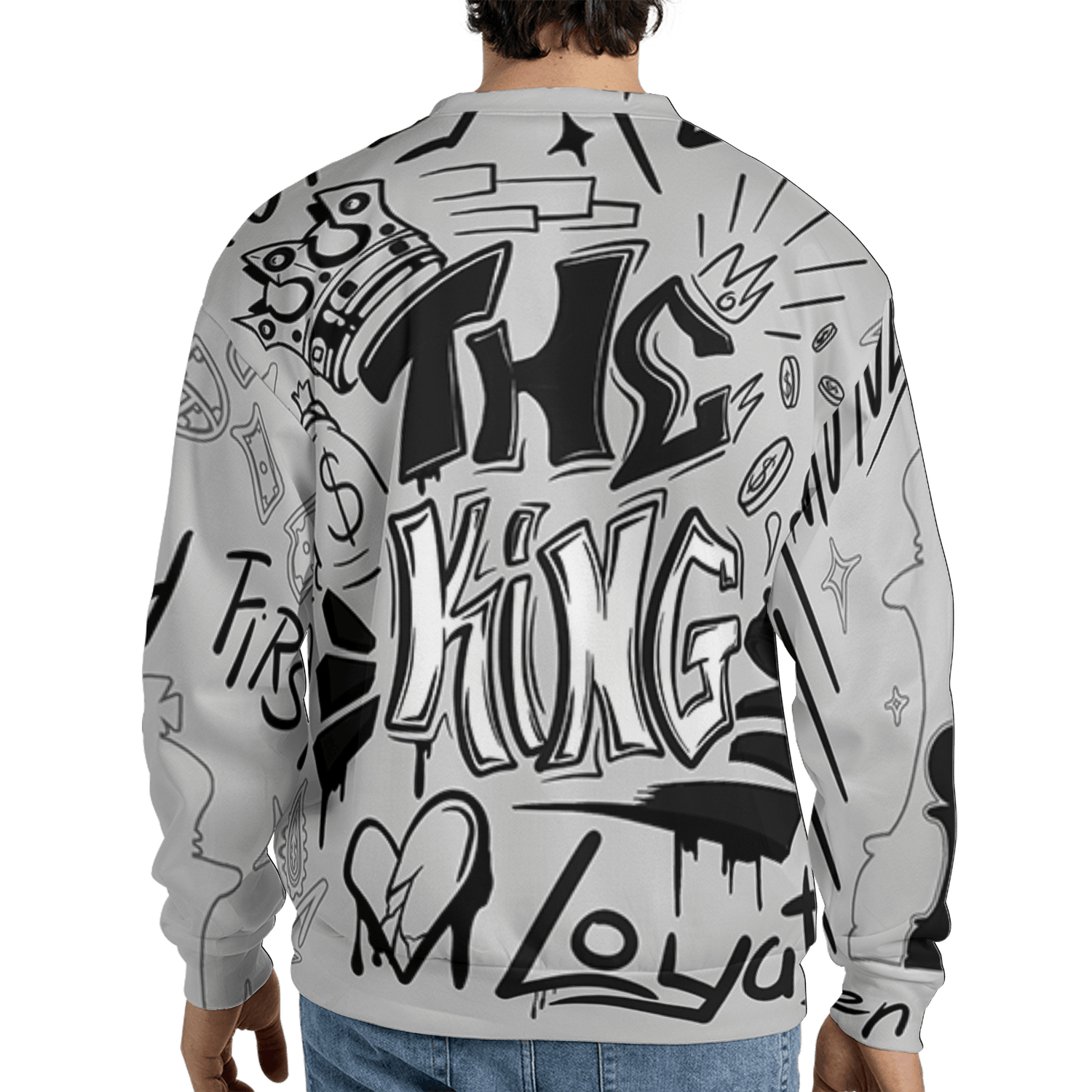 Retro High OG Black White 1s Sweatshirt Match The King 3D All-Over Print Graffiti - NastyJamz