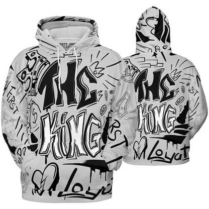 Retro High OG Black White 1s Hoodie Match The King 3D All-Over Print Graffiti - NastyJamz