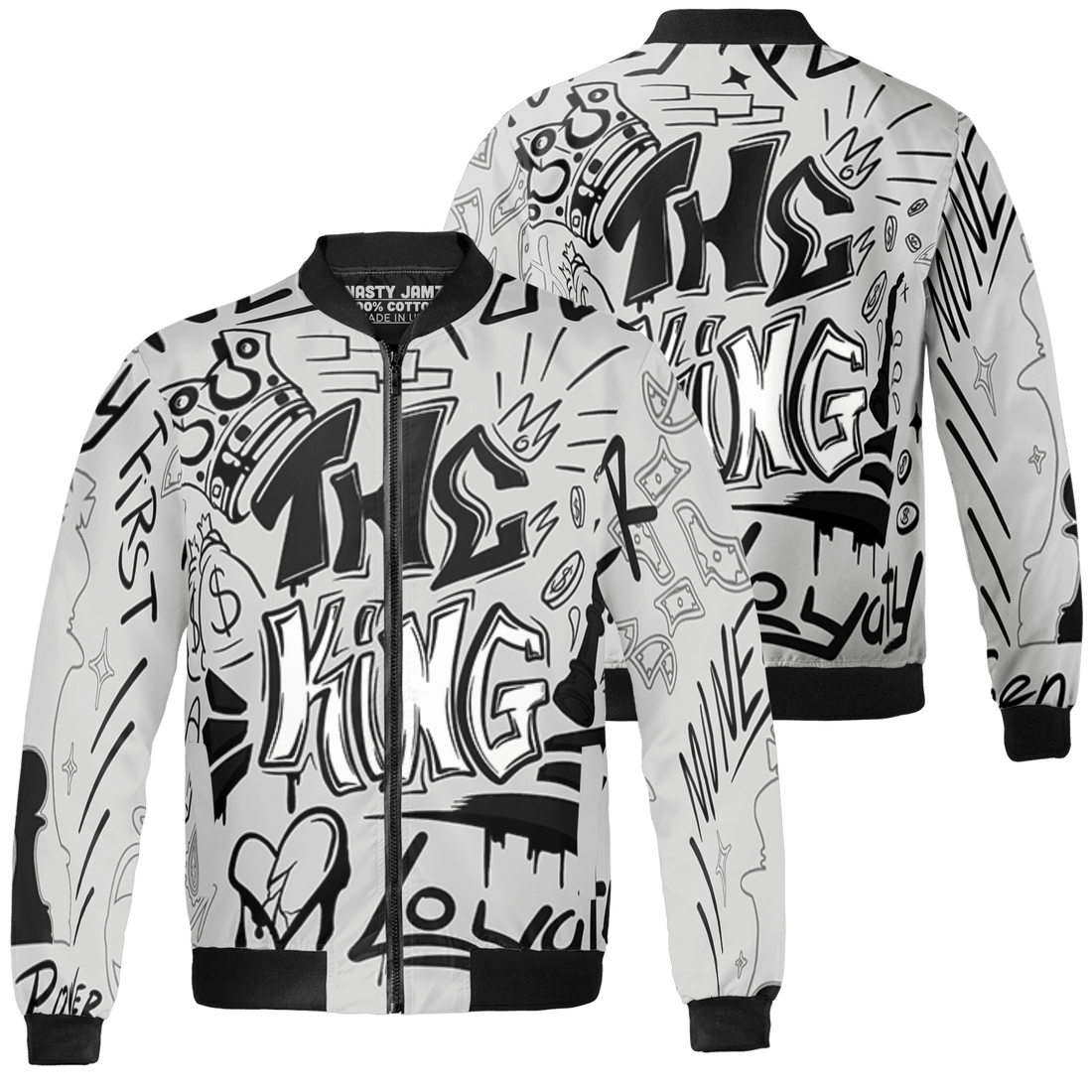 Retro High OG Black White 1s Jacket Match The King 3D All-Over Print Graffiti - NastyJamz