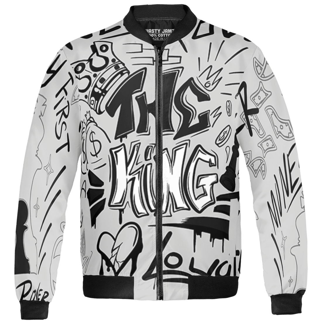 Retro High OG Black White 1s Jacket Match The King 3D All-Over Print Graffiti - NastyJamz