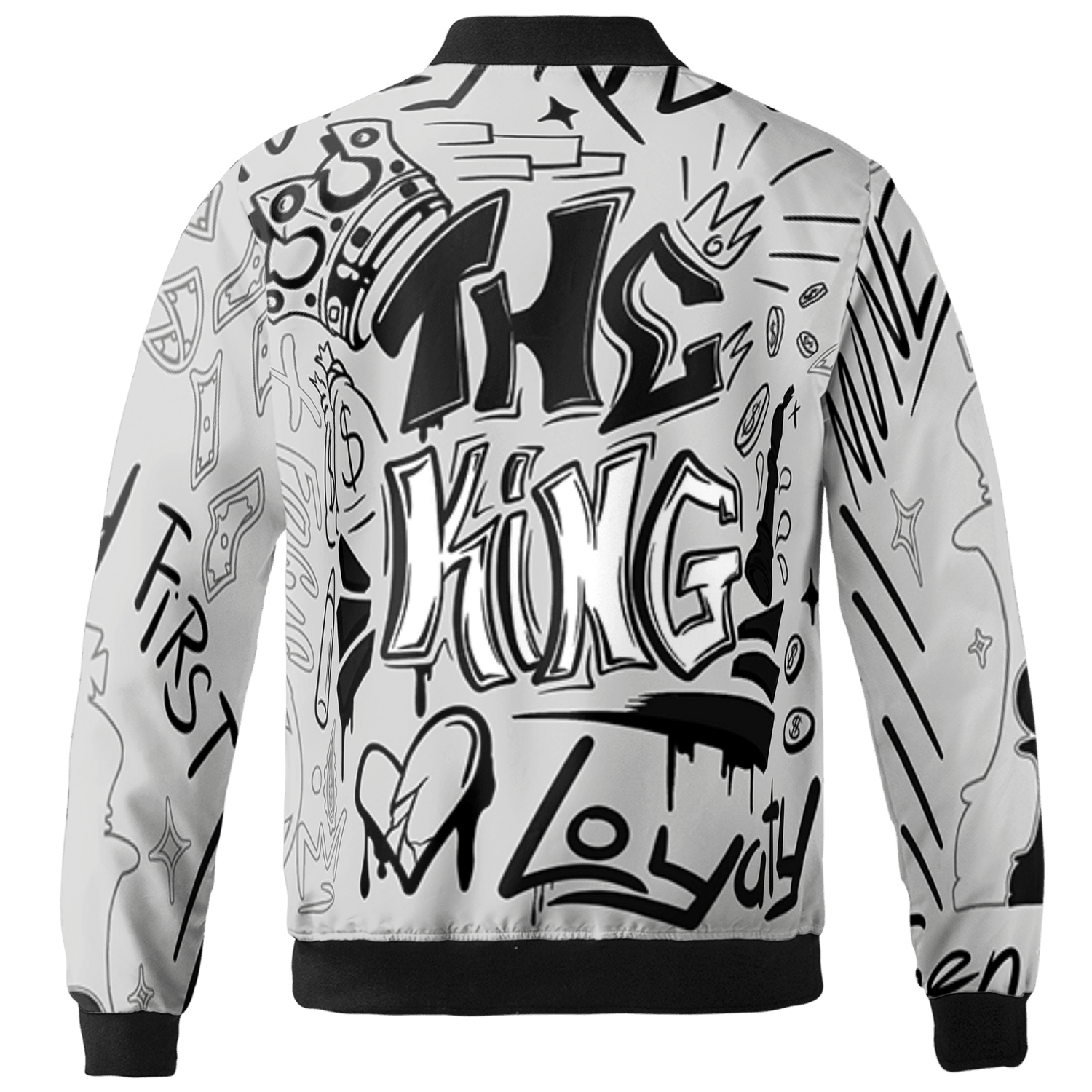 Retro High OG Black White 1s Jacket Match The King 3D All-Over Print Graffiti - NastyJamz