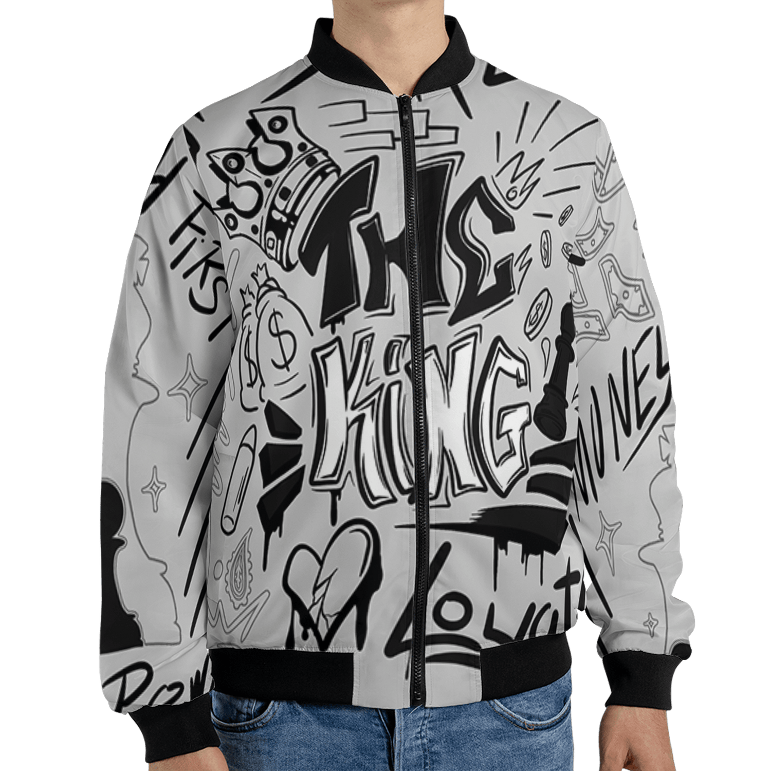 Retro High OG Black White 1s Jacket Match The King 3D All-Over Print Graffiti - NastyJamz