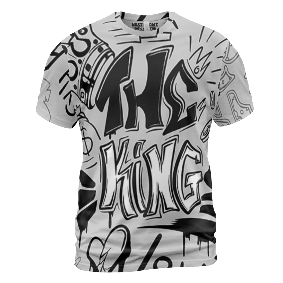 Retro High OG Black White 1s T Shirt Match The King 3D All-Over Print Graffiti - NastyJamz