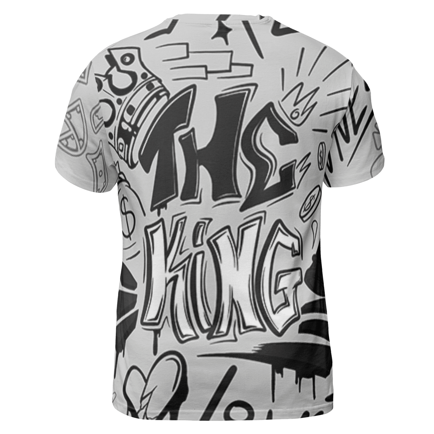 Retro High OG Black White 1s T Shirt Match The King 3D All-Over Print Graffiti - NastyJamz