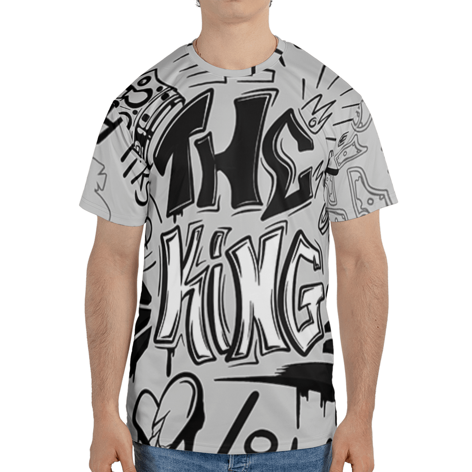 Retro High OG Black White 1s T Shirt Match The King 3D All-Over Print Graffiti - NastyJamz