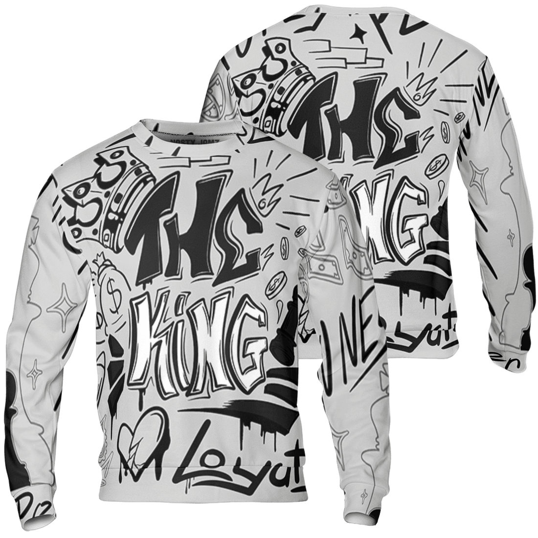 Retro High OG Black White 1s Sweatshirt Match The King 3D All-Over Print Graffiti - NastyJamz