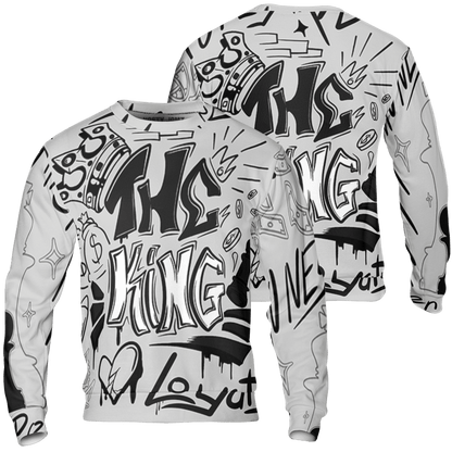 Retro High OG Black White 1s Sweatshirt Match The King 3D All-Over Print Graffiti - NastyJamz