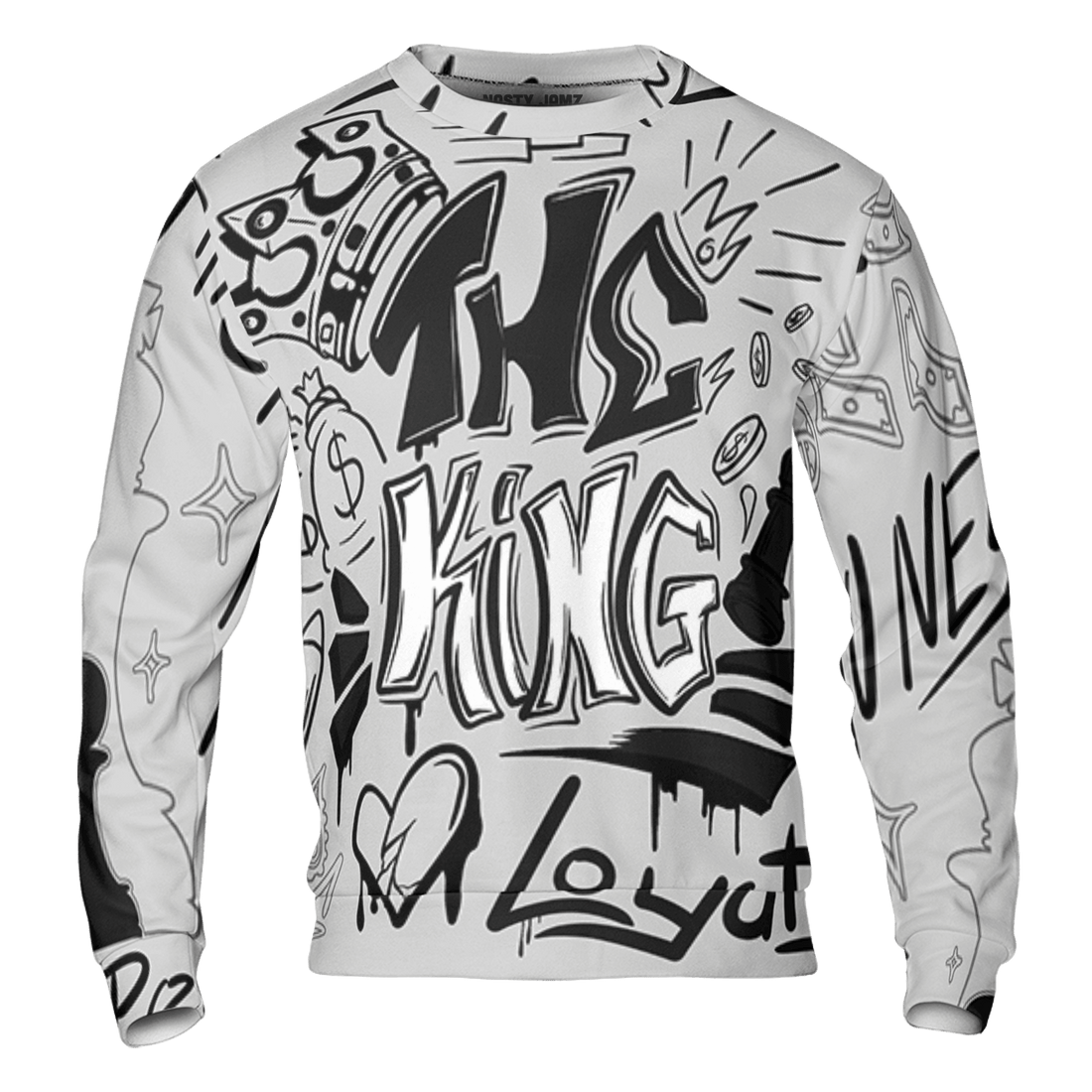 Retro High OG Black White 1s Sweatshirt Match The King 3D All-Over Print Graffiti - NastyJamz