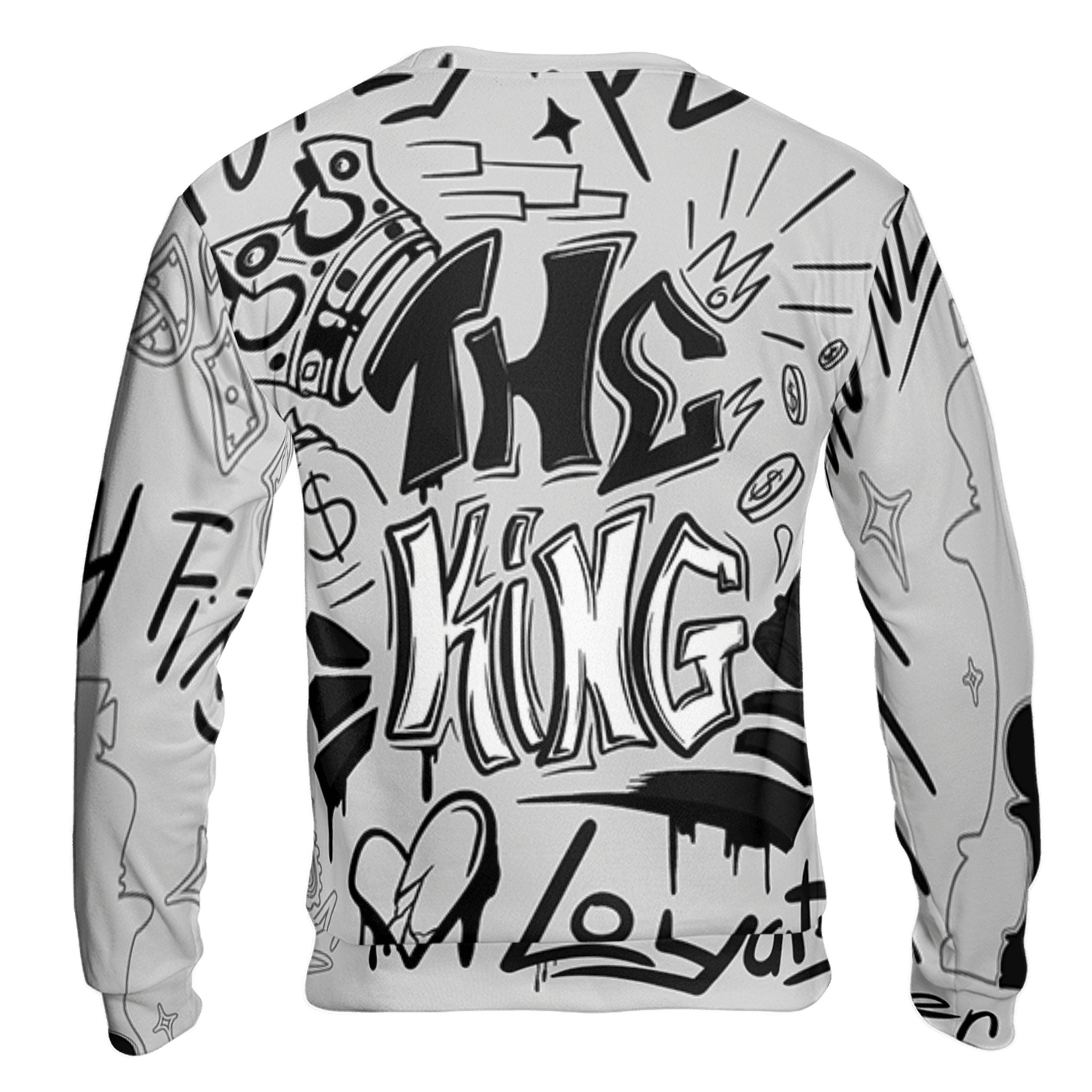 Retro High OG Black White 1s Sweatshirt Match The King 3D All-Over Print Graffiti - NastyJamz