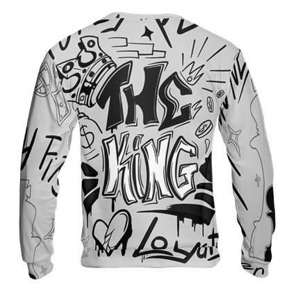 Retro High OG Black White 1s Sweatshirt Match The King 3D All-Over Print Graffiti - NastyJamz