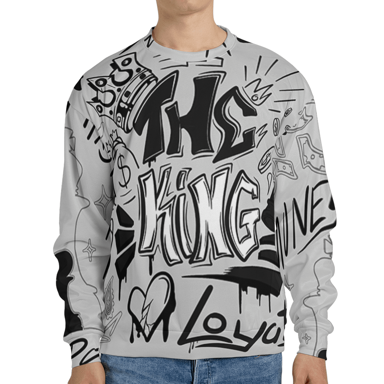 Retro High OG Black White 1s Sweatshirt Match The King 3D All-Over Print Graffiti - NastyJamz