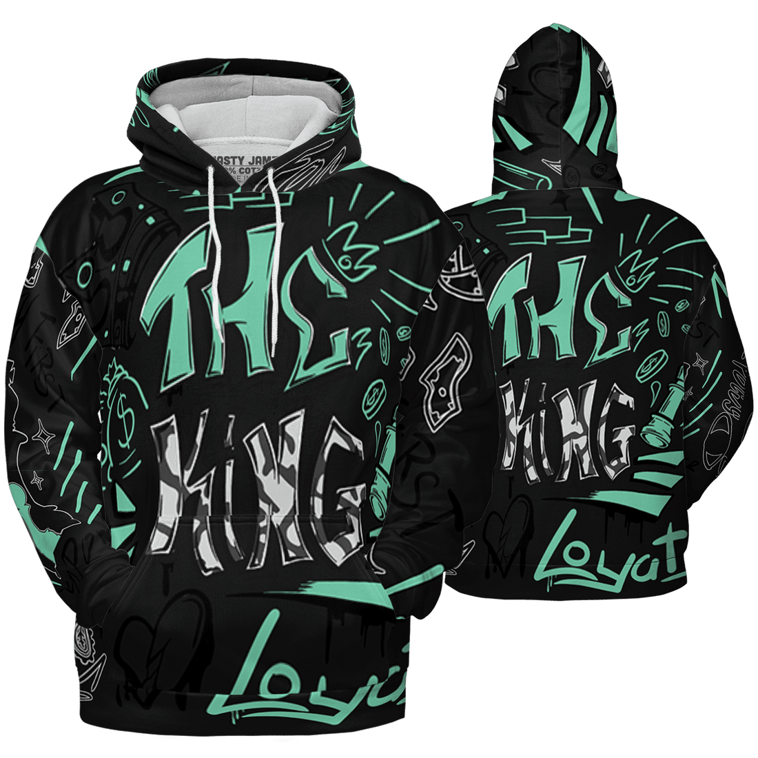 Green Glow 3s Hoodie Match The King 3D All-Over Print Graffiti - NastyJamz