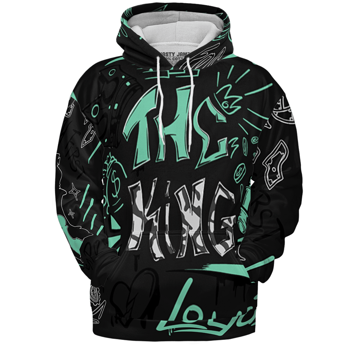 Green Glow 3s Hoodie Match The King 3D All-Over Print Graffiti - NastyJamz