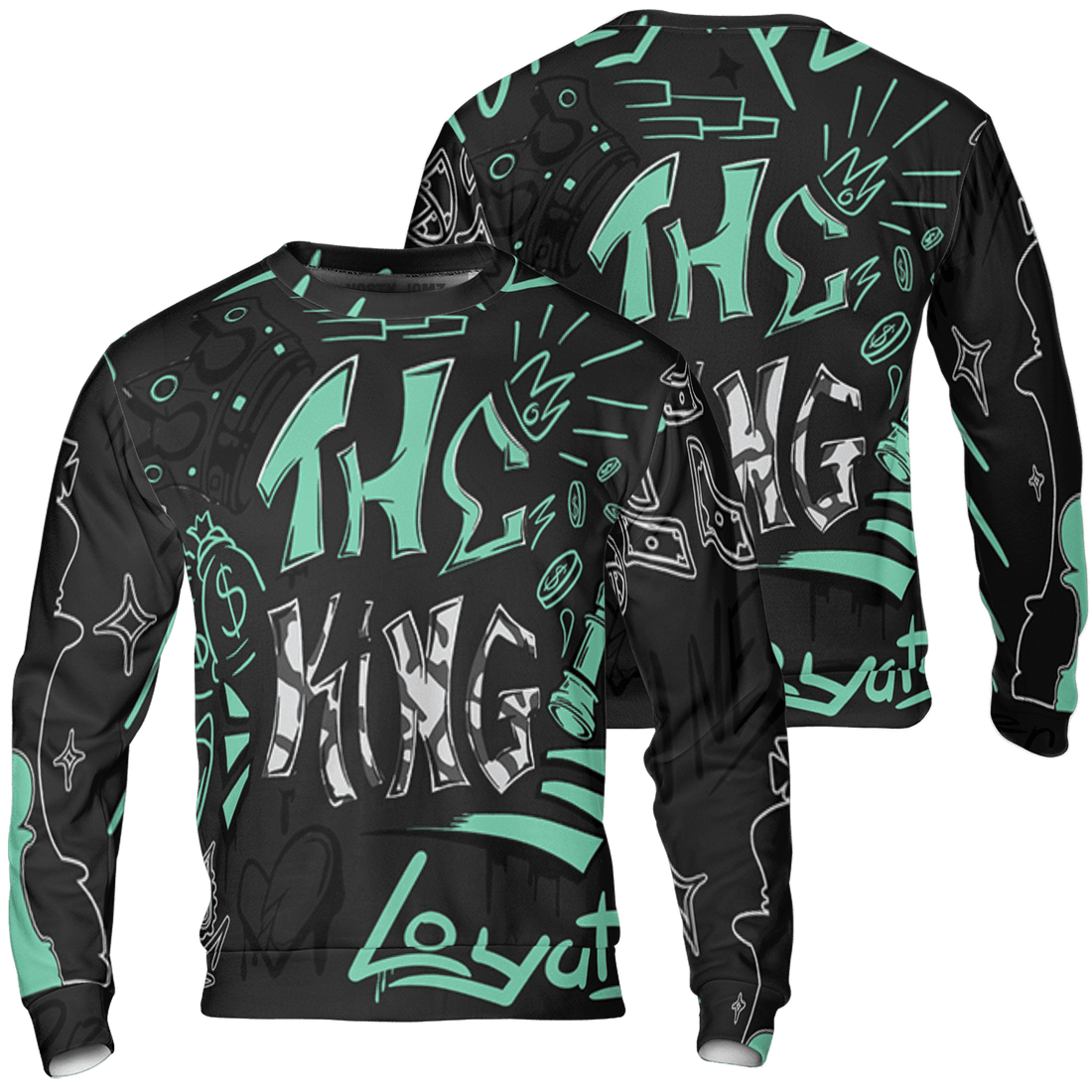 Green Glow 3s Sweatshirt Match The King 3D All-Over Print Graffiti - NastyJamz