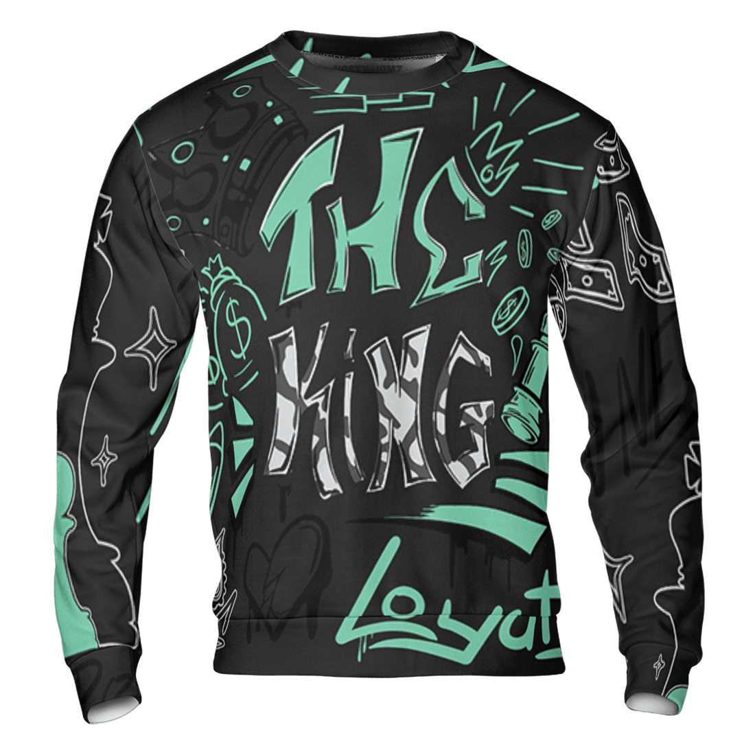 Green Glow 3s Sweatshirt Match The King 3D All-Over Print Graffiti - NastyJamz