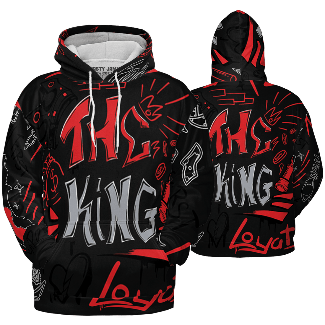 Bred Reimagined 4s Hoodie Match The King 3D All-Over Print Graffiti - NastyJamz