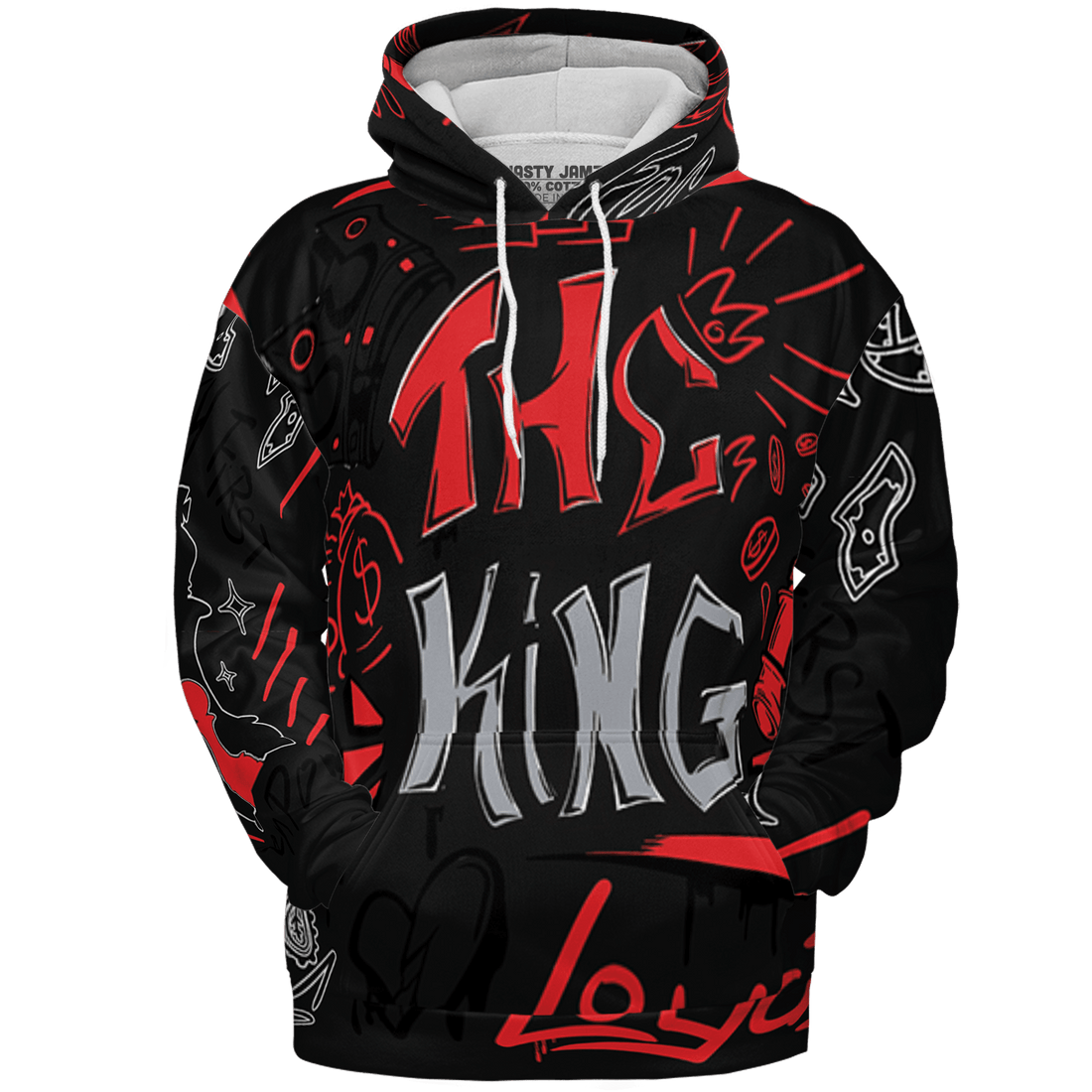 Bred Reimagined 4s Hoodie Match The King 3D All-Over Print Graffiti - NastyJamz