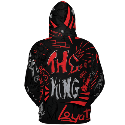 Bred Reimagined 4s Hoodie Match The King 3D All-Over Print Graffiti - NastyJamz