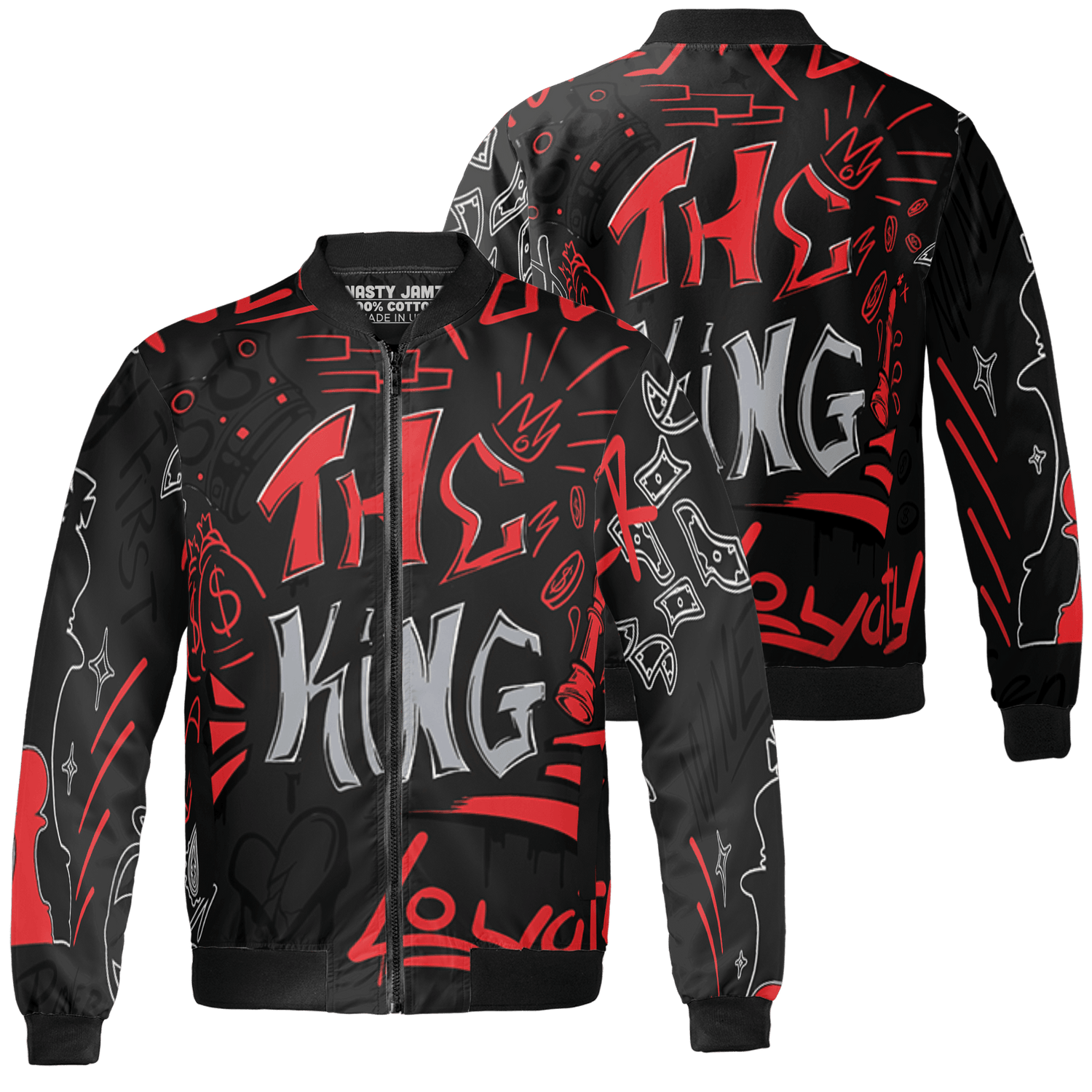 Bred Reimagined 4s Jacket Match The King 3D All-Over Print Graffiti - NastyJamz