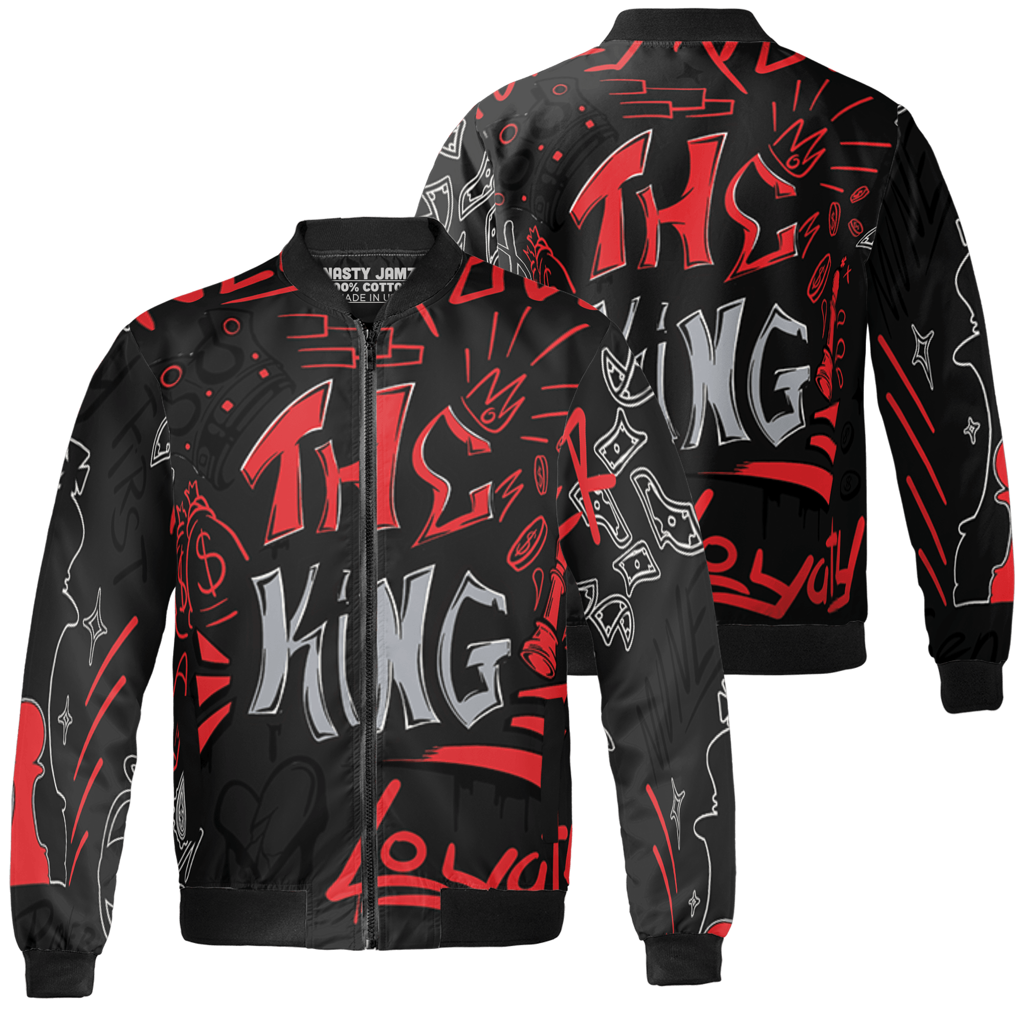 Bred Reimagined 4s Jacket Match The King 3D All-Over Print Graffiti - NastyJamz