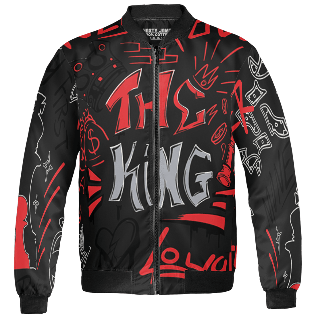 Bred Reimagined 4s Jacket Match The King 3D All-Over Print Graffiti - NastyJamz