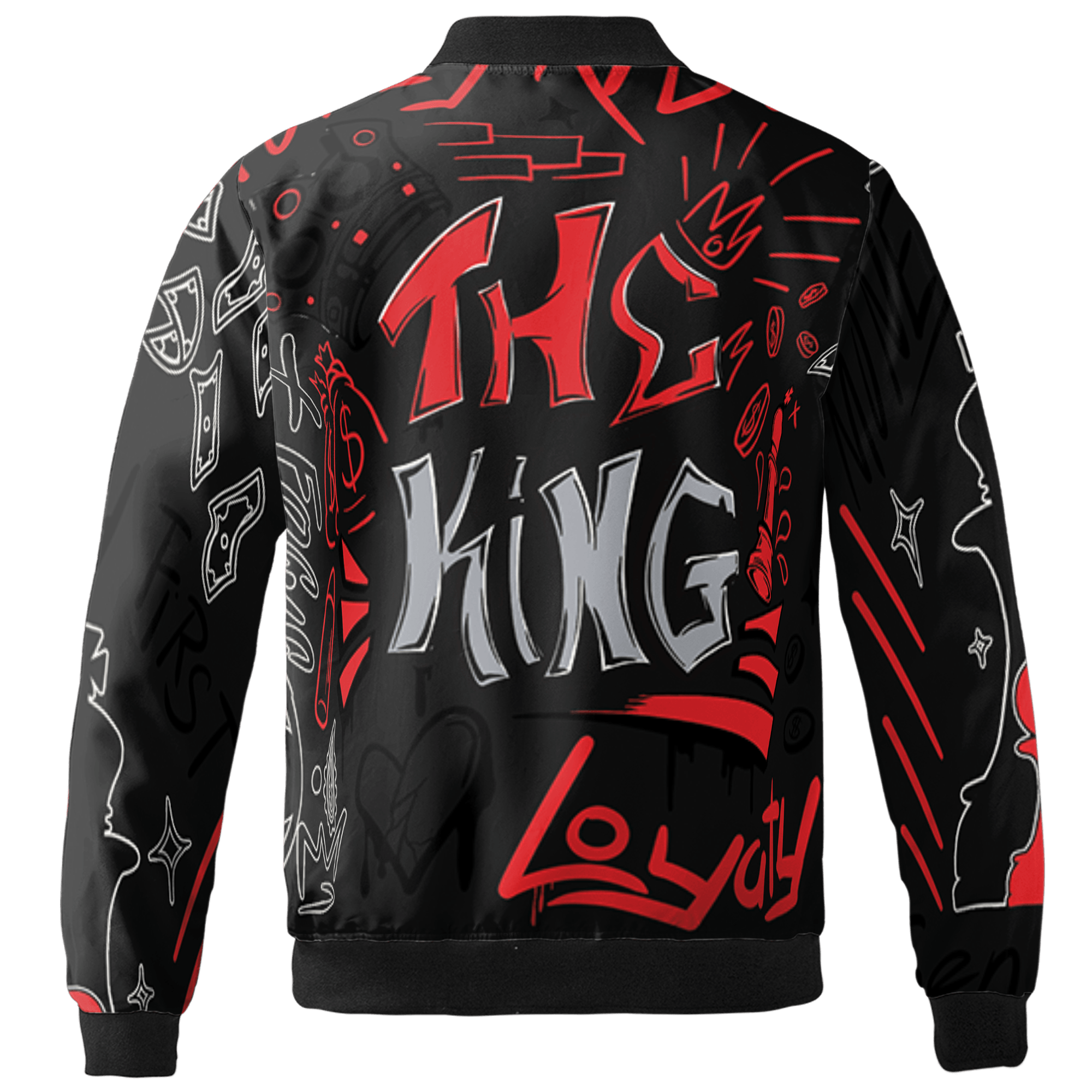Bred Reimagined 4s Jacket Match The King 3D All-Over Print Graffiti - NastyJamz