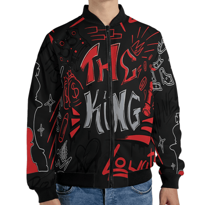 Bred Reimagined 4s Jacket Match The King 3D All-Over Print Graffiti - NastyJamz
