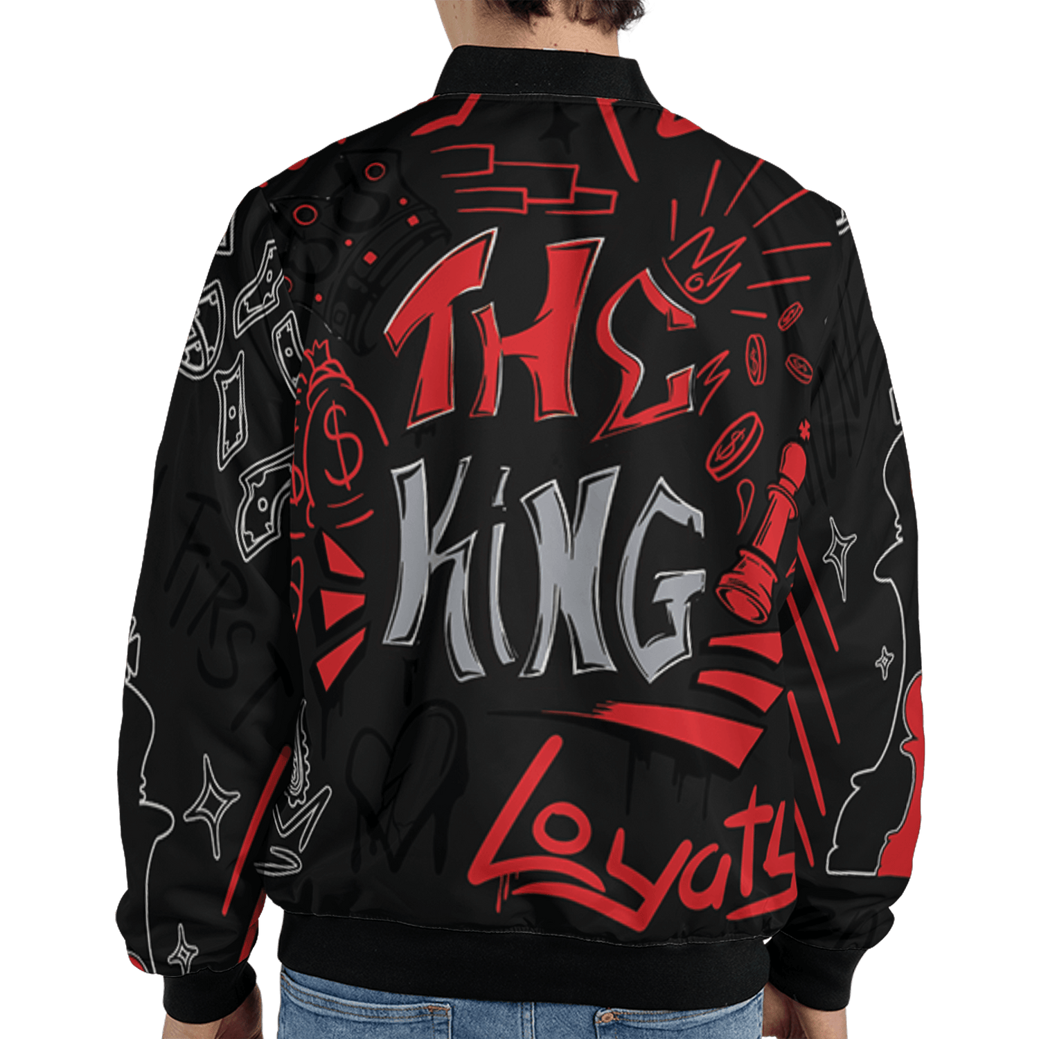 Bred Reimagined 4s Jacket Match The King 3D All-Over Print Graffiti - NastyJamz