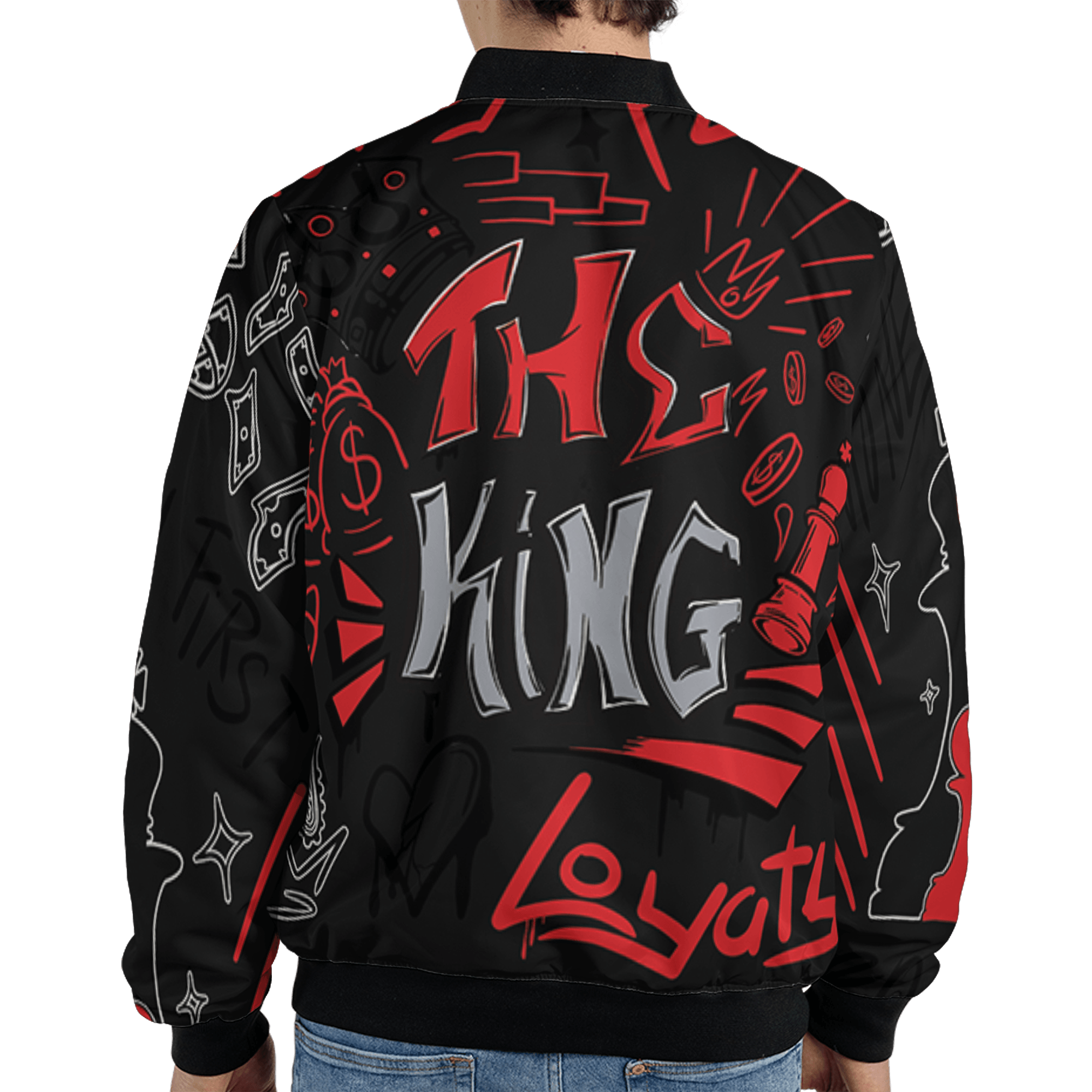 Bred Reimagined 4s Jacket Match The King 3D All-Over Print Graffiti - NastyJamz