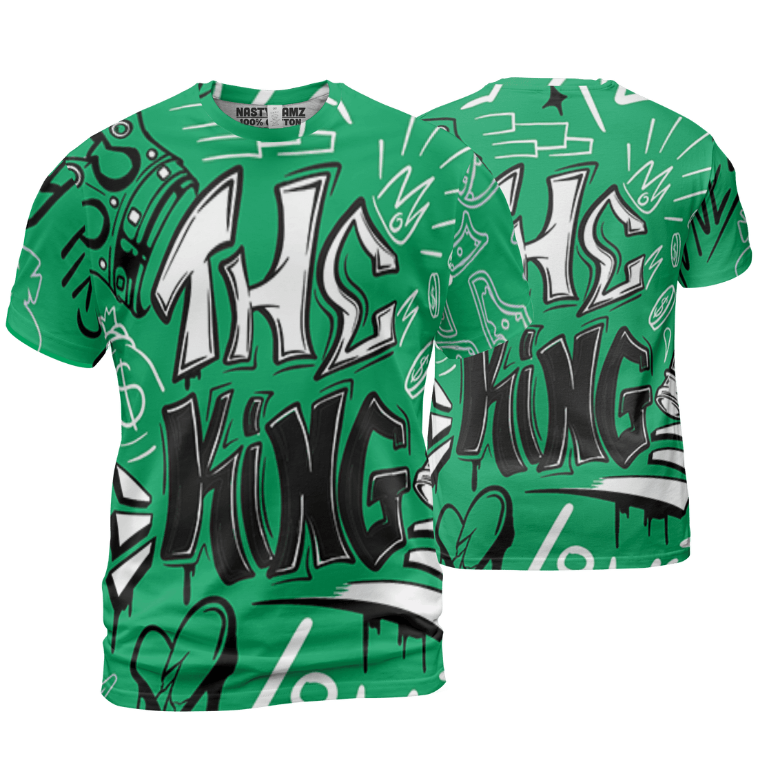 Lucky Green 5s T Shirt Match The King 3D All-Over Print Graffiti - NastyJamz