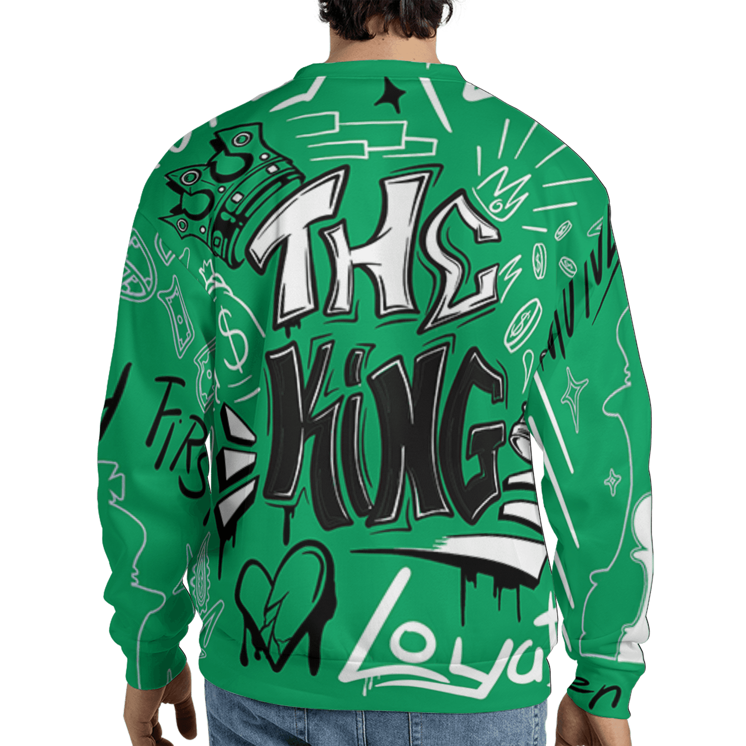Lucky Green 5s Sweatshirt Match The King 3D All-Over Print Graffiti - NastyJamz