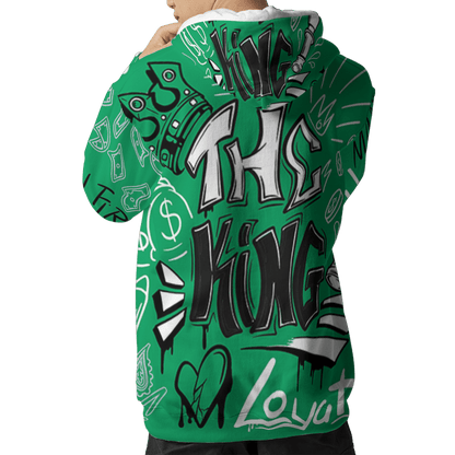 Lucky Green 5s Hoodie Match The King 3D All-Over Print Graffiti - NastyJamz