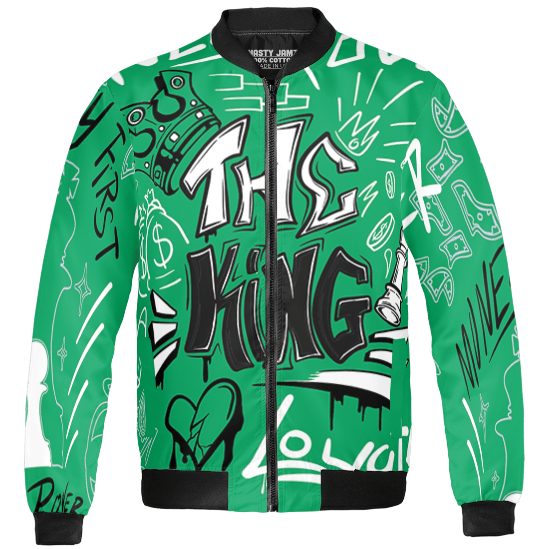 Lucky Green 5s Jacket Match The King 3D All-Over Print Graffiti - NastyJamz