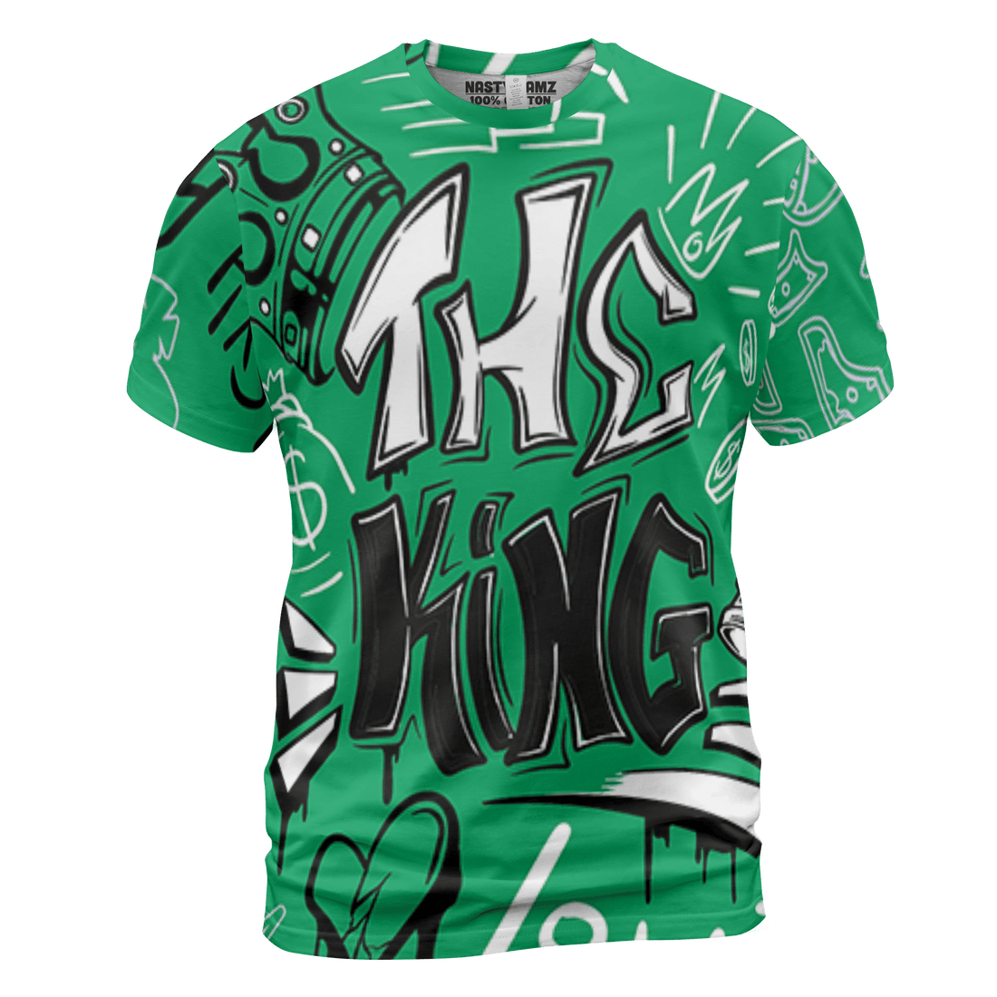 Lucky Green 5s T Shirt Match The King 3D All-Over Print Graffiti - NastyJamz