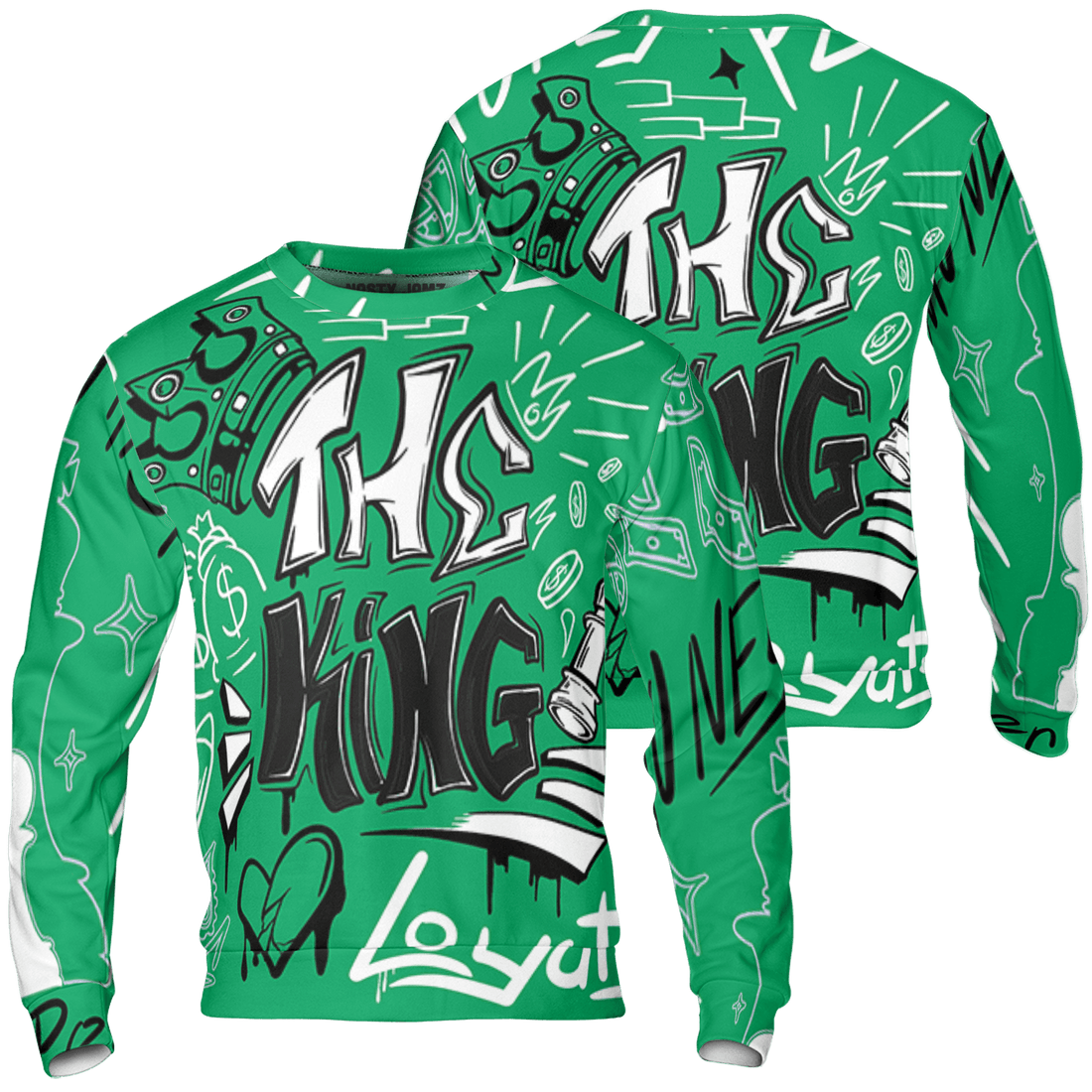 Lucky Green 5s Sweatshirt Match The King 3D All-Over Print Graffiti - NastyJamz