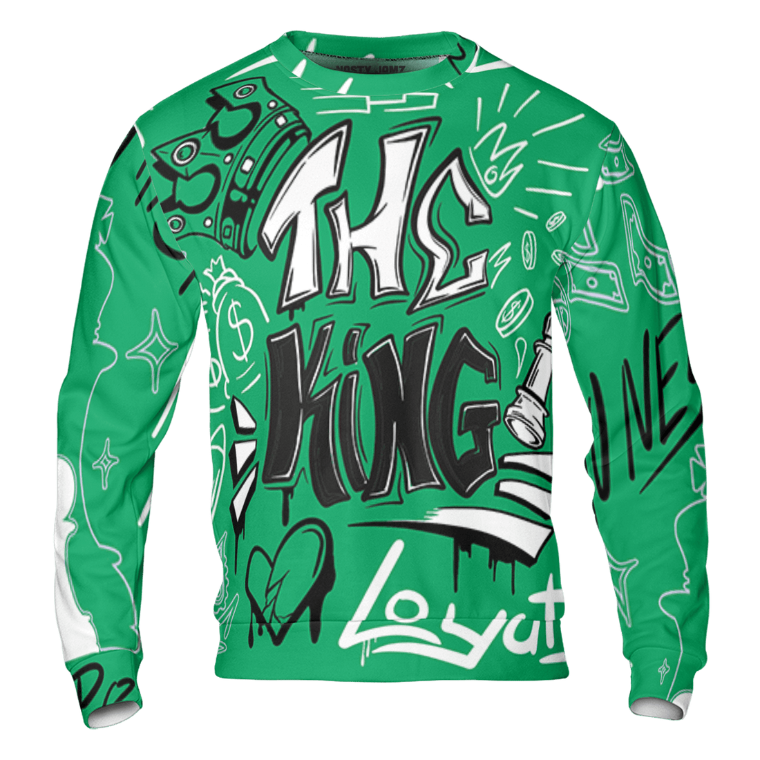 Lucky Green 5s Sweatshirt Match The King 3D All-Over Print Graffiti - NastyJamz
