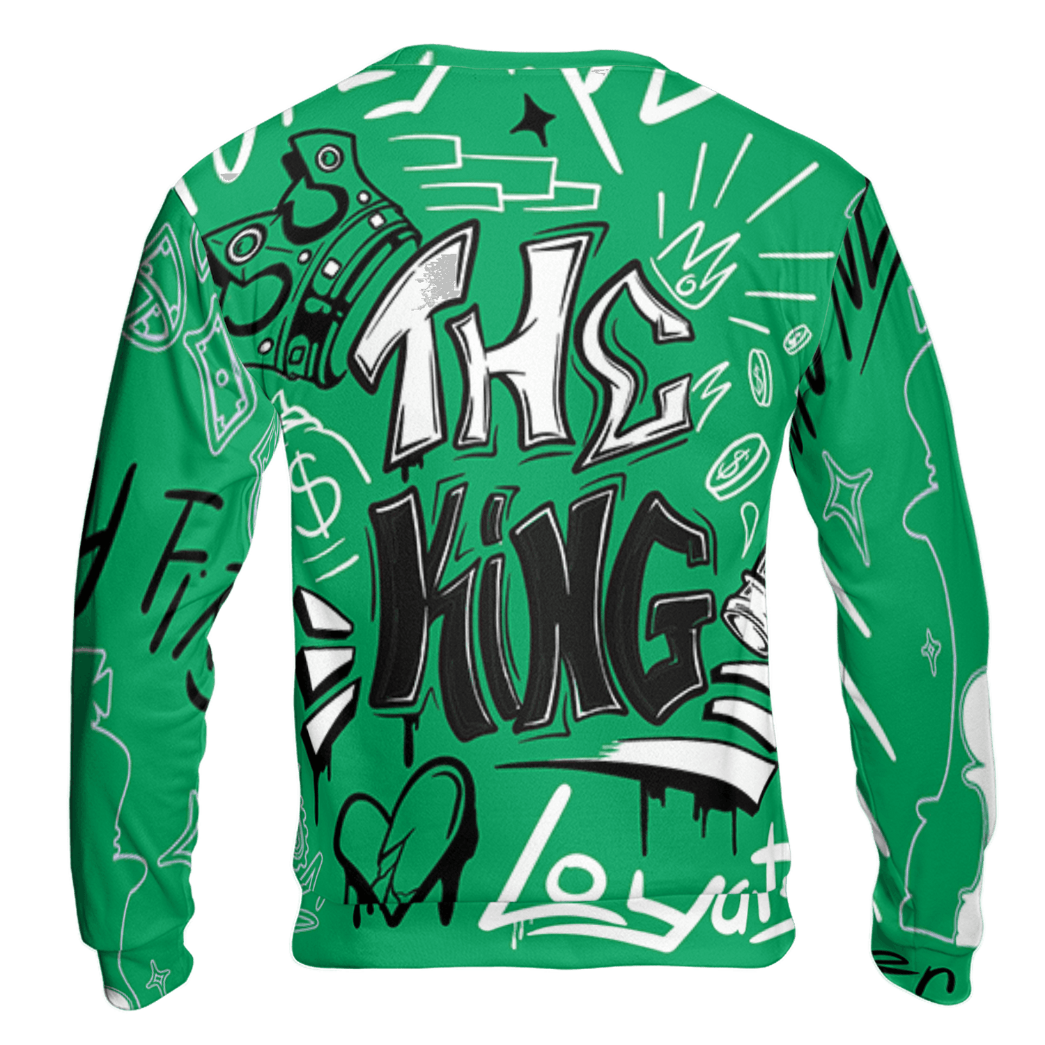 Lucky Green 5s Sweatshirt Match The King 3D All-Over Print Graffiti - NastyJamz