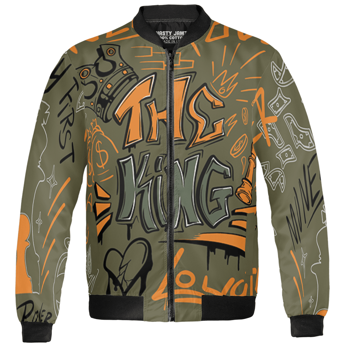 Olive 5s Jacket Match The King 3D All-Over Print Graffiti - NastyJamz
