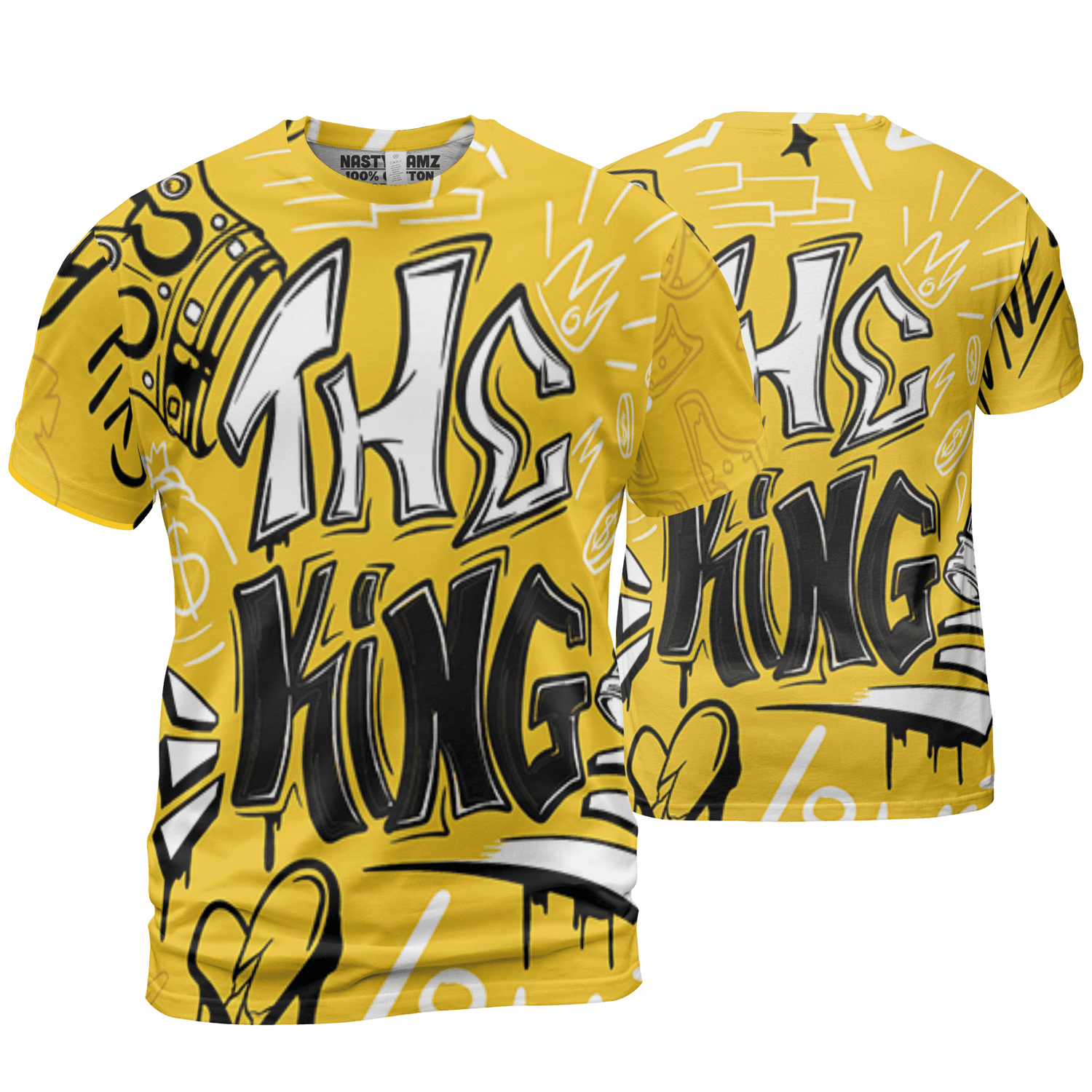 Yellow Ochre 6s T Shirt Match The King 3D All-Over Print Graffiti - NastyJamz