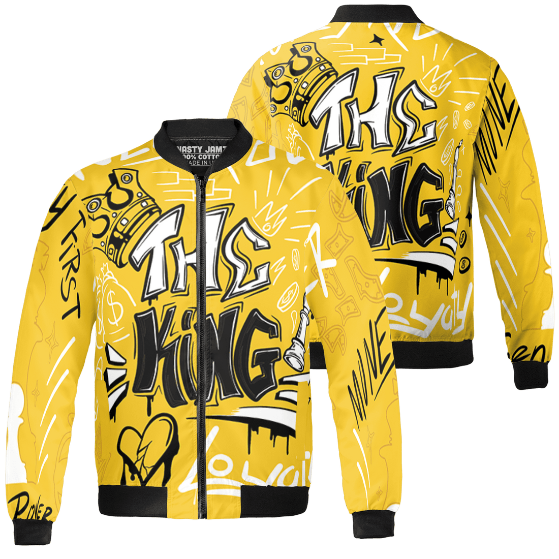 Yellow Ochre 6s Jacket Match The King 3D All-Over Print Graffiti - NastyJamz